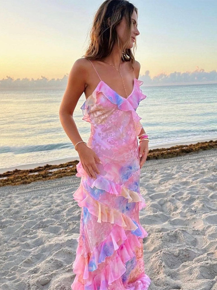 Colourful summer dress with playful ruffles – Lucia-Pink-S-State of Style