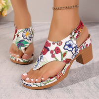 Colourful women's sandals with floral pattern and block heel – Yasmina-3-State of Style
