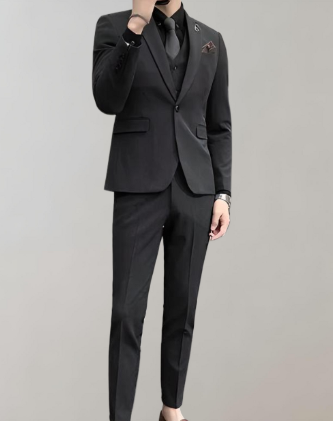 Comfortable 3-Piece Men's Suit - Felix-Dark Grey-M-State of Style