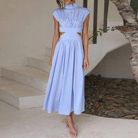 Comfortable and Stylish Stretch Dress - Mira-Blue-S-State of Style