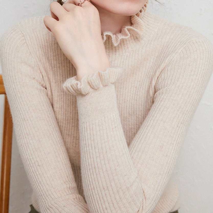 Comfortable Cashmere Women's Turtleneck Sweater - Aurélie-Beige-S-State of Style