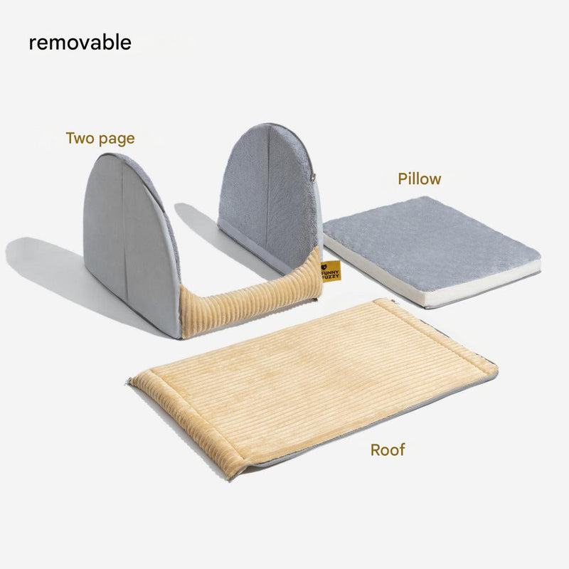 Comfortable Dog Tent Bed - CozyCave-Khaki-M-State of Style