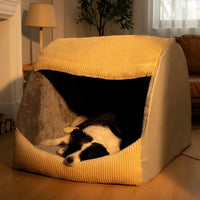 Comfortable Dog Tent Bed - CozyCave-Khaki-M-State of Style