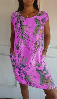 Comfortable dress with round neckline – Valentina-Purple-S-State of Style