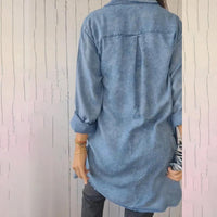 Comfortable Faux Denim Shirt - Sophie-Black-M-State of Style