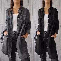 Comfortable Faux Denim Shirt - Sophie-Black-M-State of Style