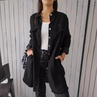 Comfortable Faux Denim Shirt - Sophie-Black-M-State of Style