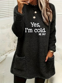 Comfortable Fleece Sweatshirt with Print - Luna-Black-S-State of Style