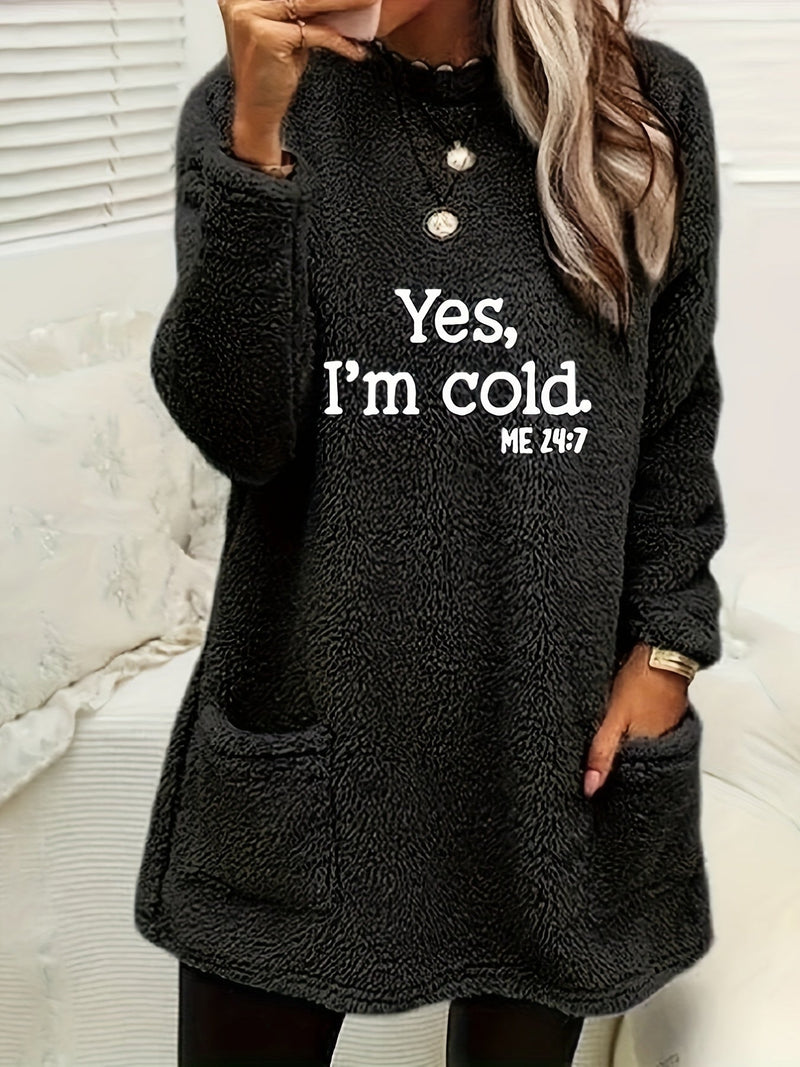 Comfortable Fleece Sweatshirt with Print - Luna-Black-S-State of Style
