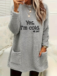 Comfortable Fleece Sweatshirt with Print - Luna-Grey-S-State of Style