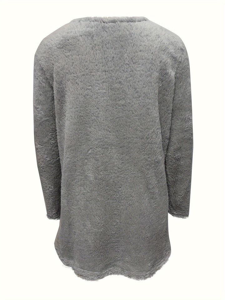 Comfortable Fleece Sweatshirt with Print - Luna-Light Blue-S-State of Style