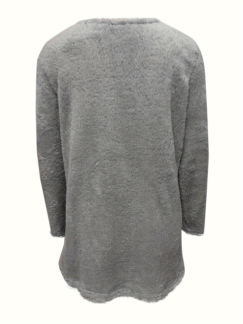 Comfortable Fleece Sweatshirt with Print - Luna-Light Blue-S-State of Style