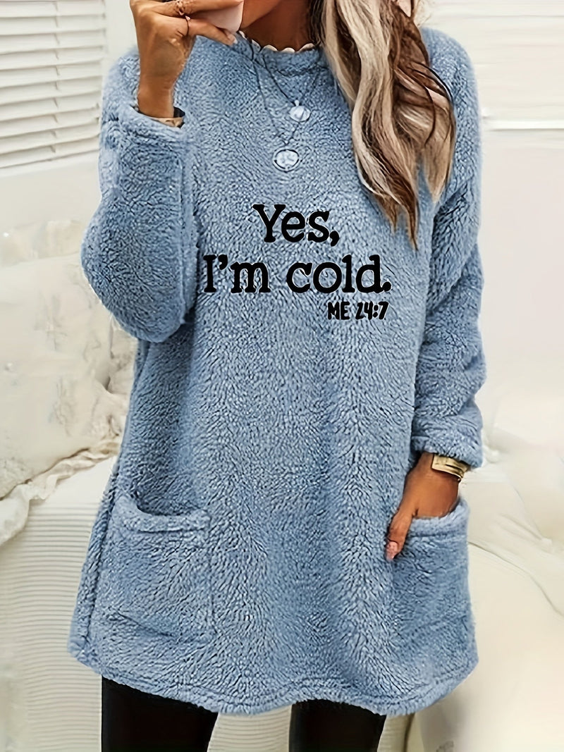 Comfortable Fleece Sweatshirt with Print - Luna-Light Blue-S-State of Style