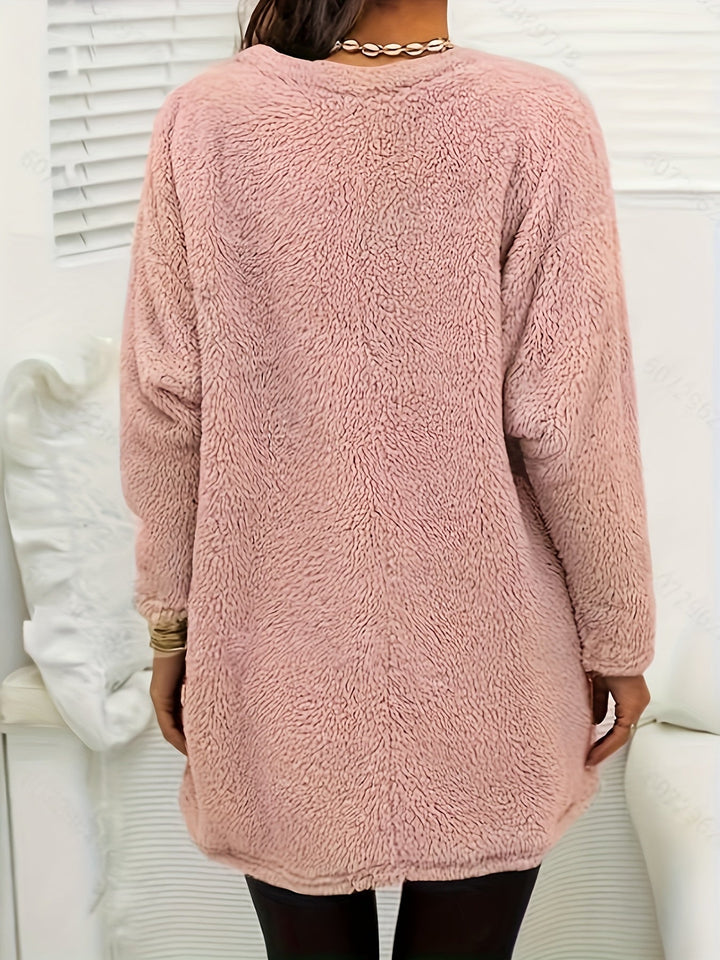 Comfortable Fleece Sweatshirt with Print - Luna-Light Blue-S-State of Style
