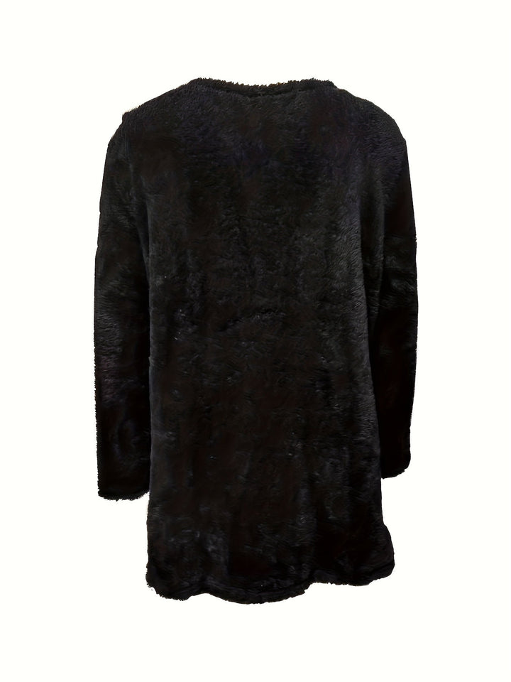Comfortable Fleece Sweatshirt with Print - Luna-Light Blue-S-State of Style