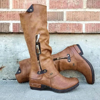 Comfortable High Boots with Storage Pocket - Alina-Khaki-4-State of Style