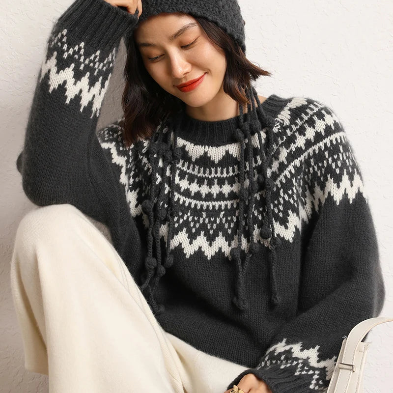 Comfortable Knitted Jumper for Women - Chloe-Dark Grey-S-State of Style