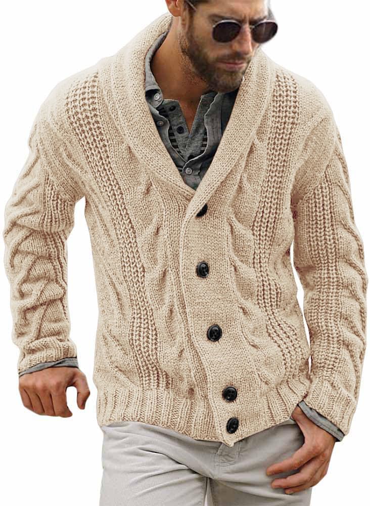 Comfortable Knitted Men's Cardigan - Lucas-Beige-M-State of Style