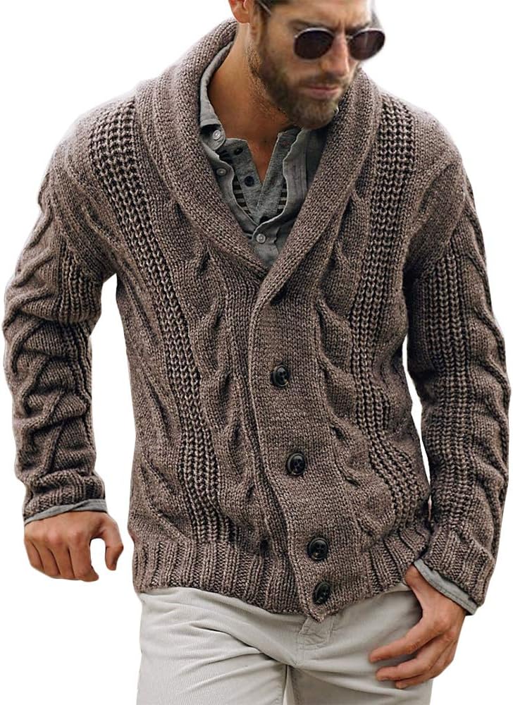 Comfortable Knitted Men's Cardigan - Lucas-Brown-M-State of Style