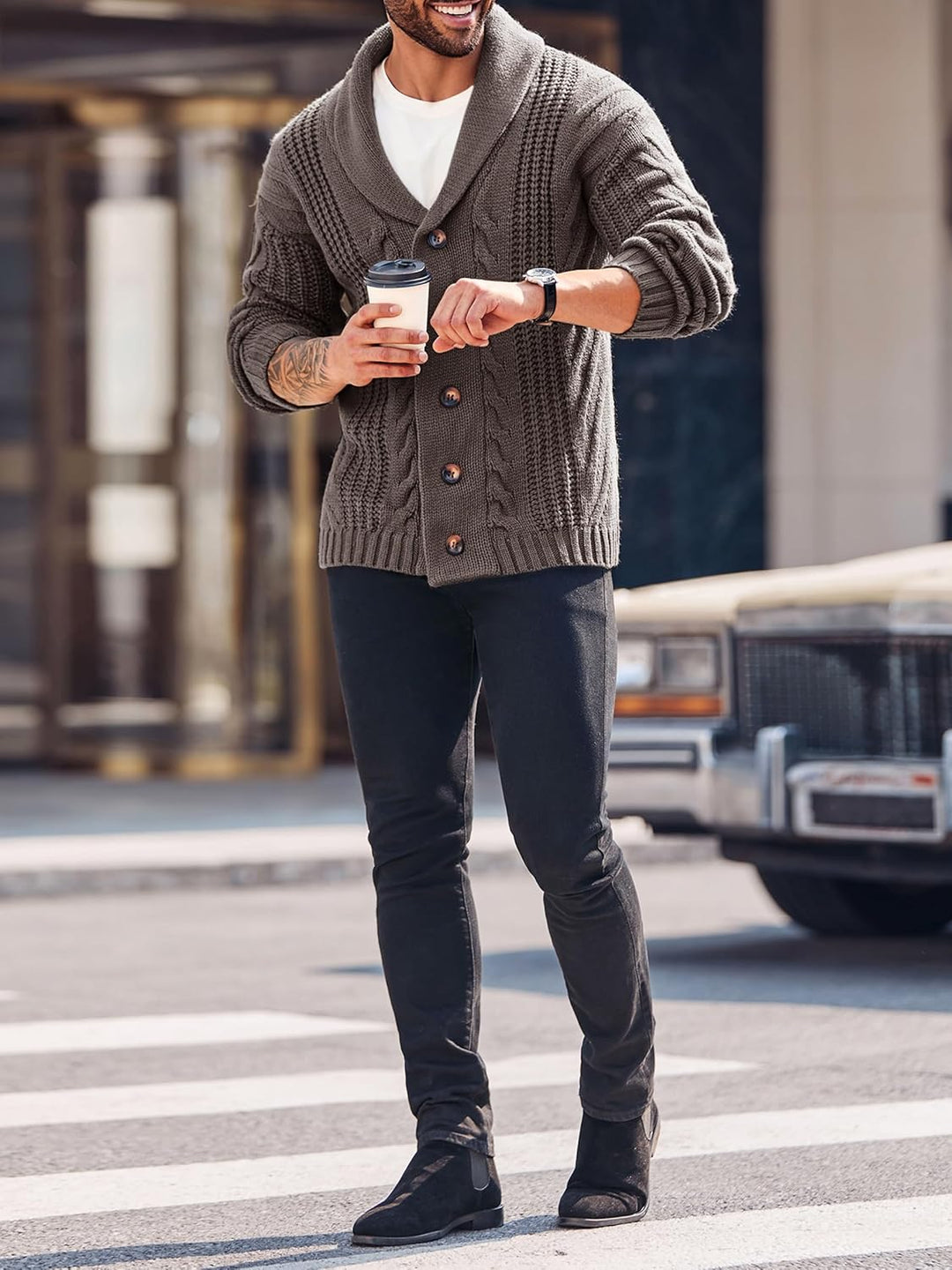 Comfortable Knitted Men's Cardigan - Lucas-Green-M-State of Style