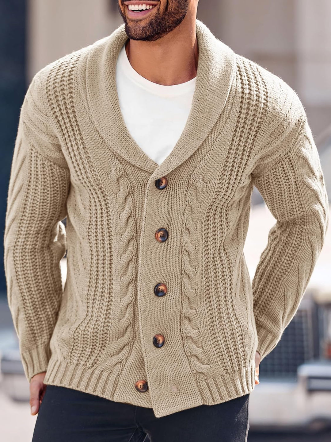Comfortable Knitted Men's Cardigan - Lucas-Green-M-State of Style