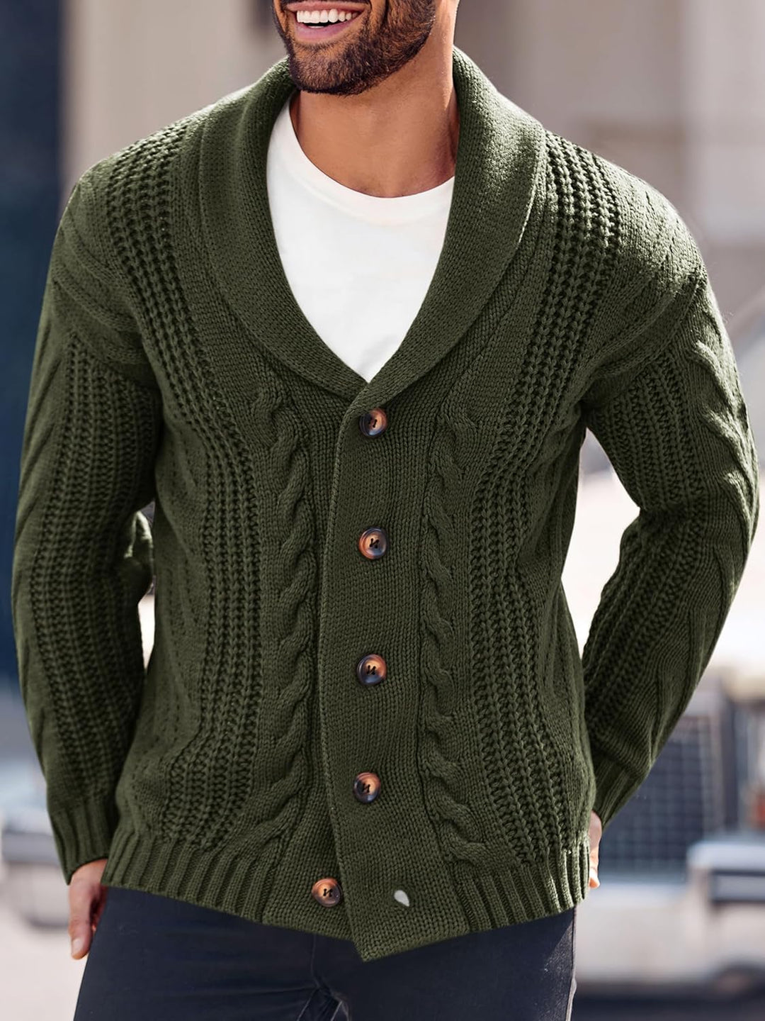 Comfortable Knitted Men's Cardigan - Lucas-Green-M-State of Style