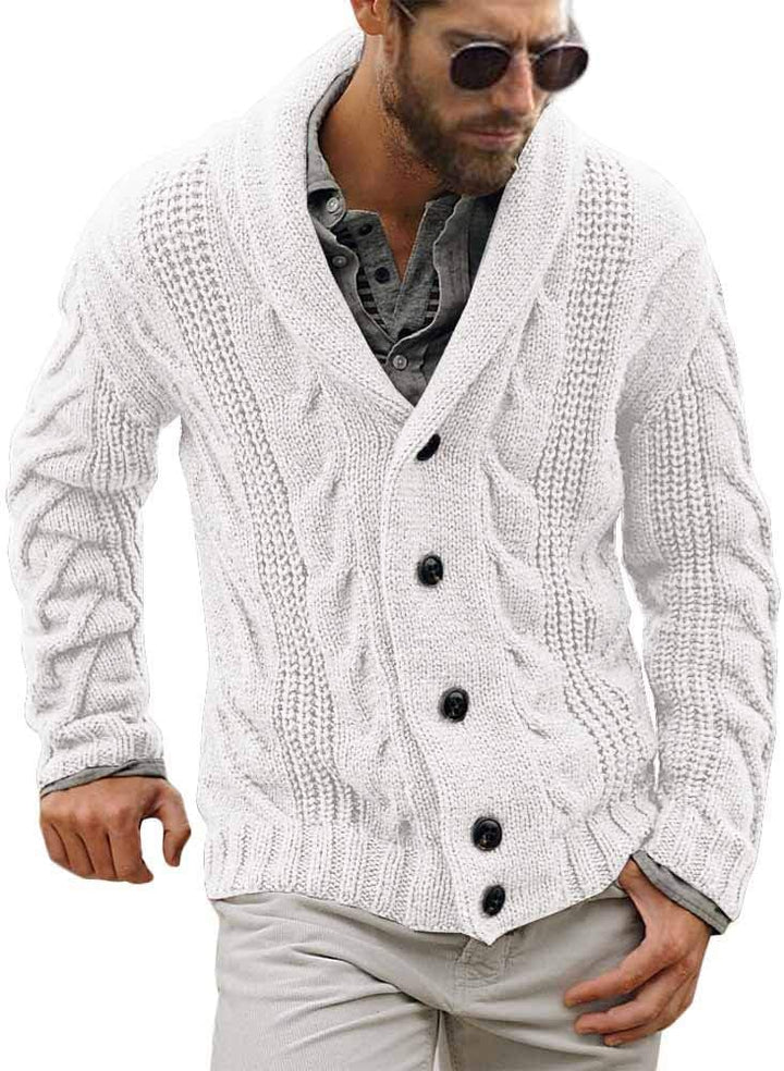 Comfortable Knitted Men's Cardigan - Lucas-White-M-State of Style