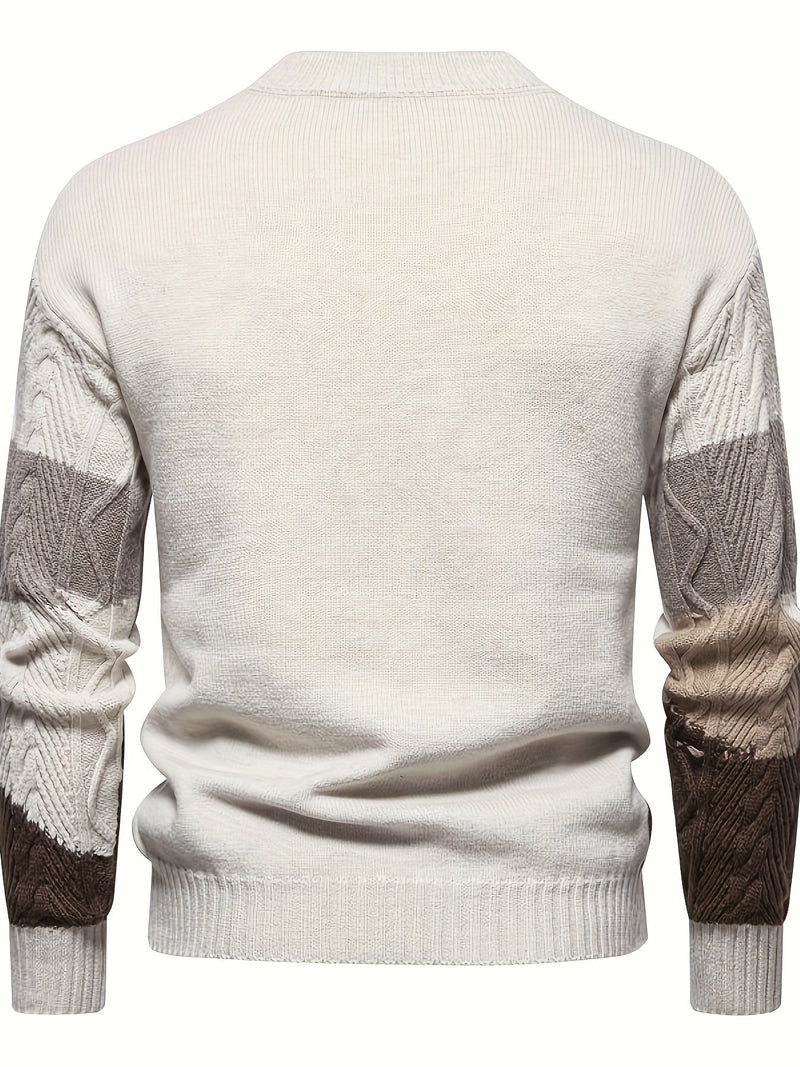 Comfortable Knitted Men's Sweater - Felix-Khaki-XS-State of Style