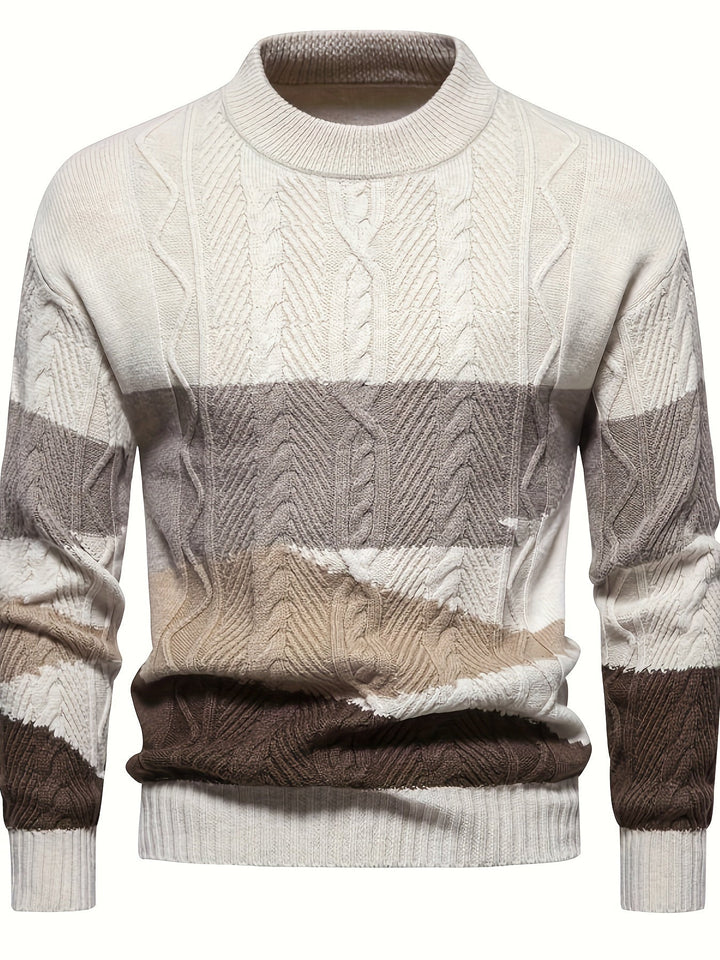 Comfortable Knitted Men's Sweater - Felix-Khaki-XS-State of Style