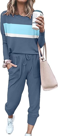 Comfortable Lounge Set – Emma-Blue Striped-S-State of Style