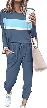 Comfortable Lounge Set – Emma-Blue Striped-S-State of Style