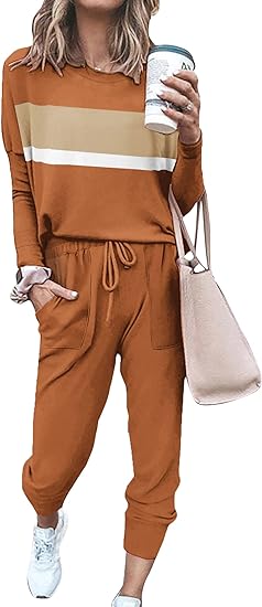 Comfortable Lounge Set – Emma-Brown Striped-S-State of Style