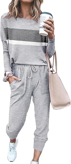 Comfortable Lounge Set – Emma-Light Grey Striped-S-State of Style