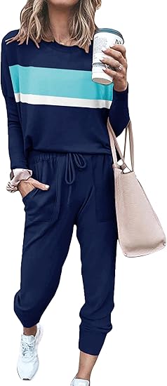 Comfortable Lounge Set – Emma-Navy Striped-S-State of Style