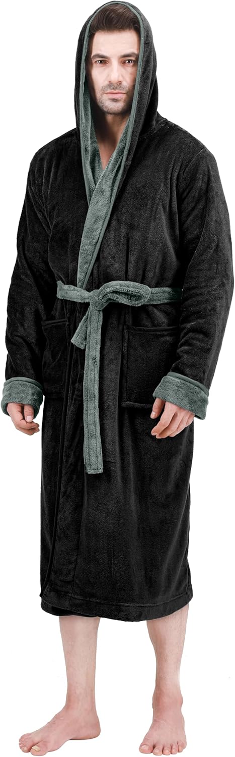 Comfortable Men's Fleece Bathrobe - Harry-Black Grey-S/M-State of Style