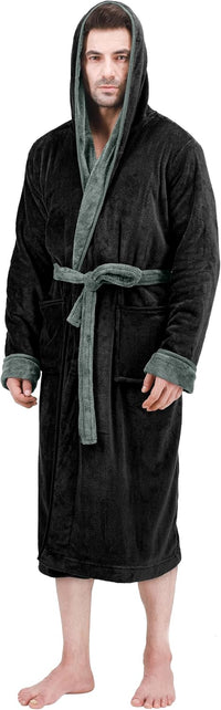 Comfortable Men's Fleece Bathrobe - Harry-Black Grey-S/M-State of Style