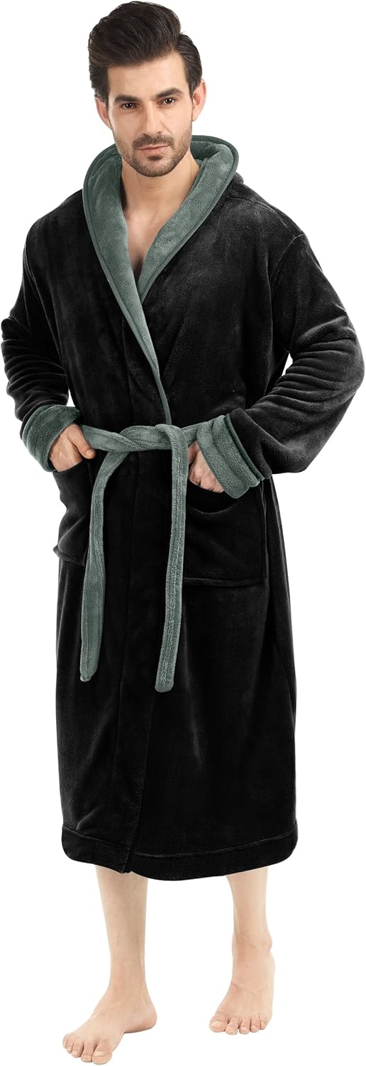 Comfortable Men's Fleece Bathrobe - Harry-Black-S/M-State of Style