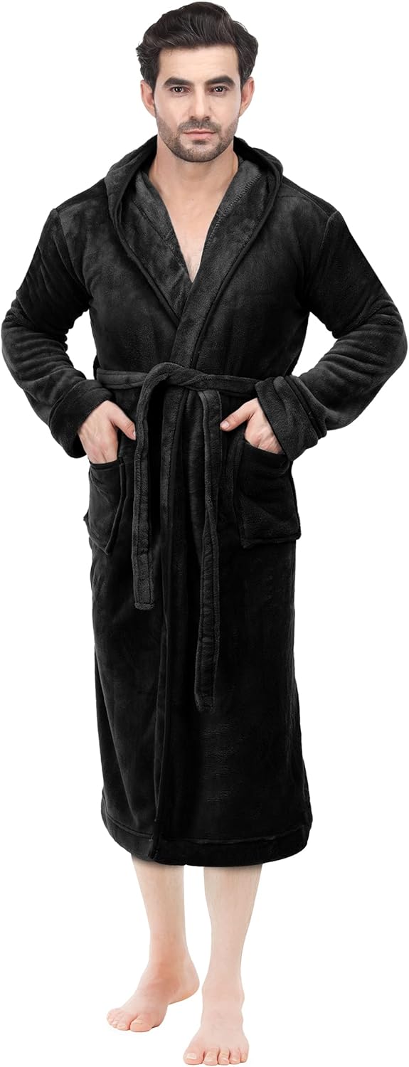 Comfortable Men's Fleece Bathrobe - Harry-Black-S/M-State of Style