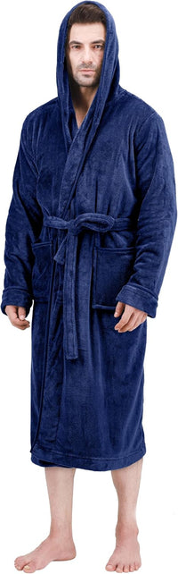 Comfortable Men's Fleece Bathrobe - Harry-Dark blue-S/M-State of Style