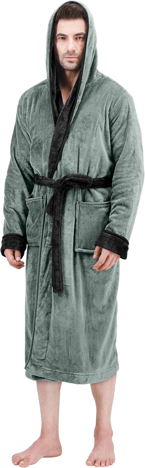 Comfortable Men's Fleece Bathrobe - Harry-Dark Grey Black-S/M-State of Style