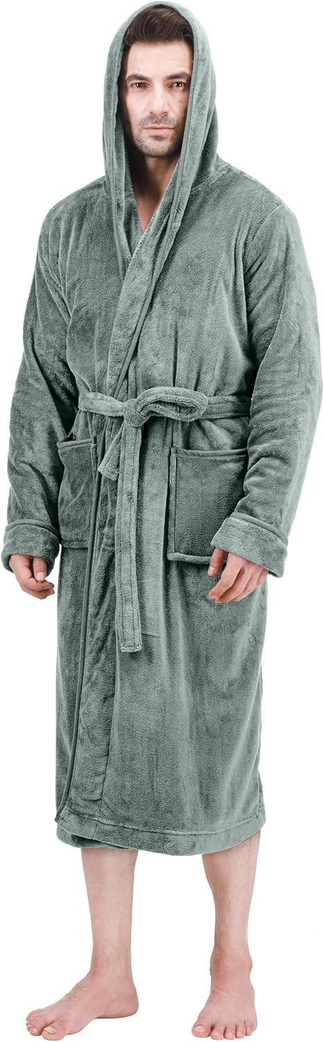 Comfortable Men's Fleece Bathrobe - Harry-Dark grey-S/M-State of Style