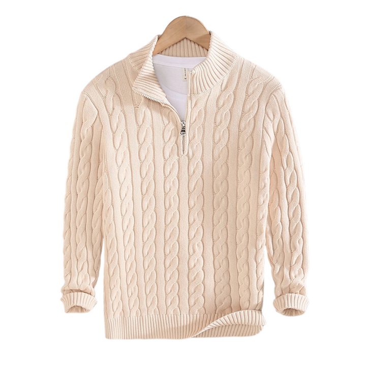 Comfortable Men's Half Zip Sweater - Vincent-Beige-S-State of Style