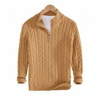 Comfortable Men's Half Zip Sweater - Vincent-Beige-S-State of Style