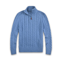 Comfortable Men's Half Zip Sweater - Vincent-Blue-S-State of Style