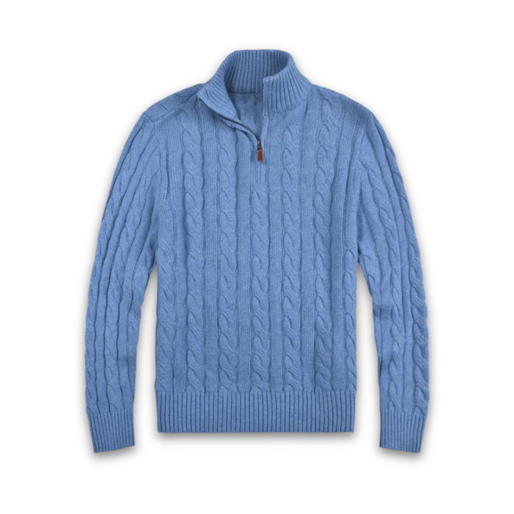 Comfortable Men's Half Zip Sweater - Vincent-Blue-S-State of Style