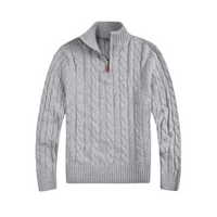 Comfortable Men's Half Zip Sweater - Vincent-Grey-S-State of Style