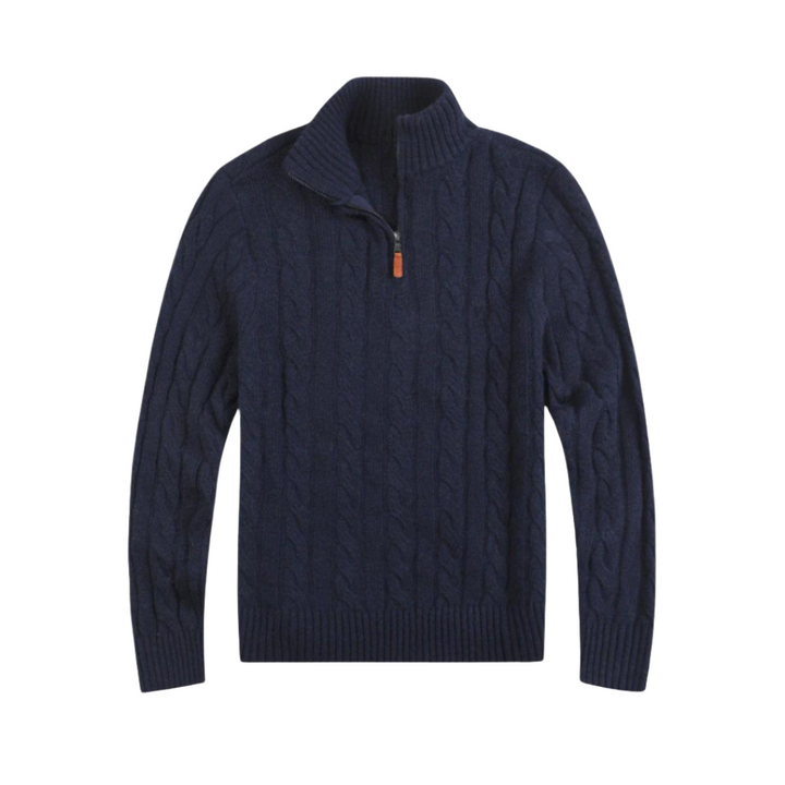 Comfortable Men's Half Zip Sweater - Vincent-Navy-S-State of Style