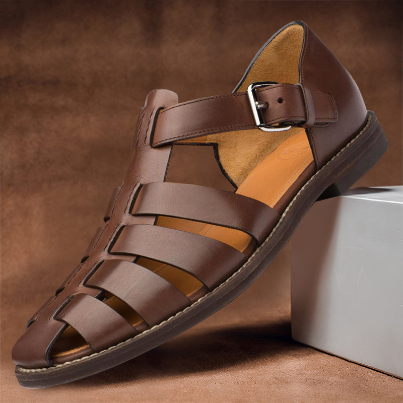 Comfortable men's leather sandals with non-slip sole – 50% off – Milan-Coffee-5-State of Style