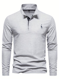 Comfortable Men's Long Sleeve Polo-Navy-S-State of Style