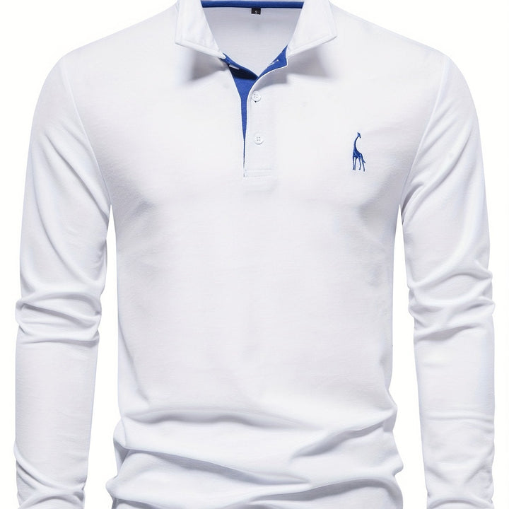 Comfortable Men's Long Sleeve Polo-White-S-State of Style
